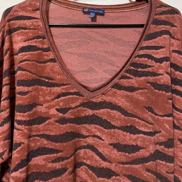 Democracy, rust & brown, animal print tunic w/long sleeves, size XL - Picture 2 of 10